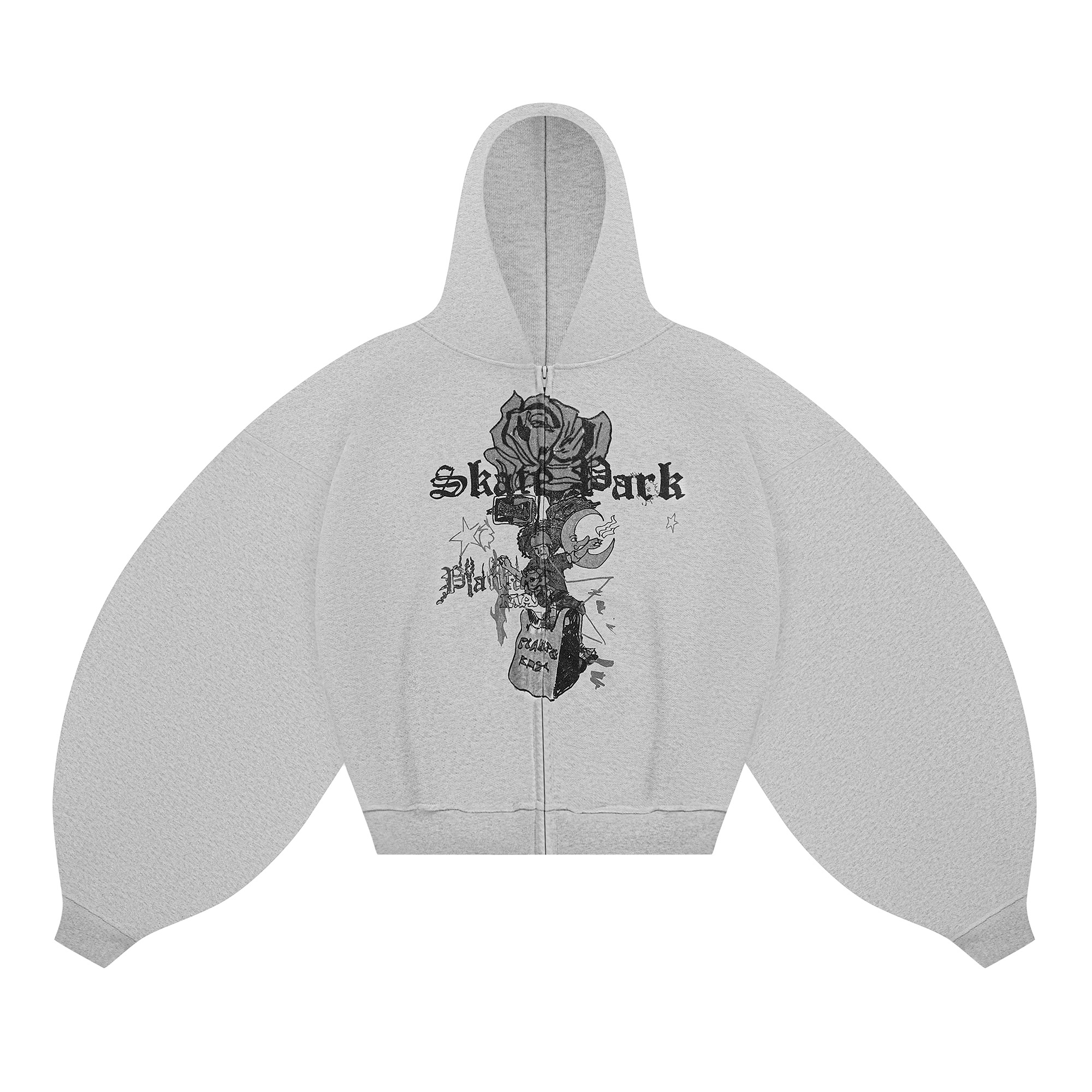 DARK PUNK ZIP HOODIE - 400 GREY