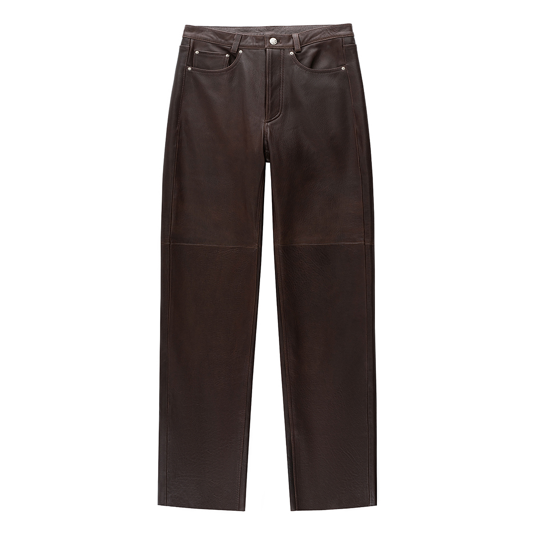 PANTS  A-LEATHER - BROWN