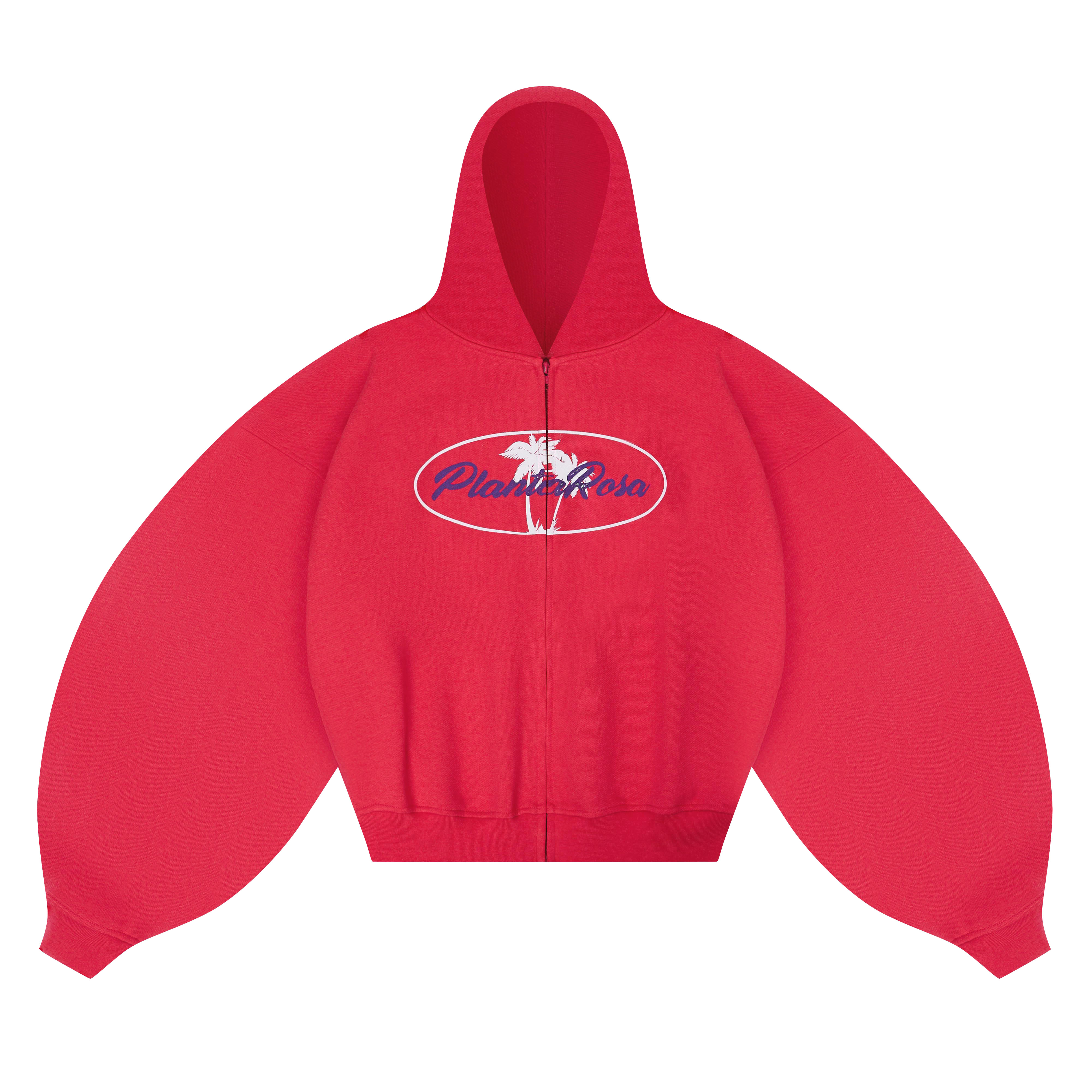 PALM ZIP HOODIE 470-REDMELANGE